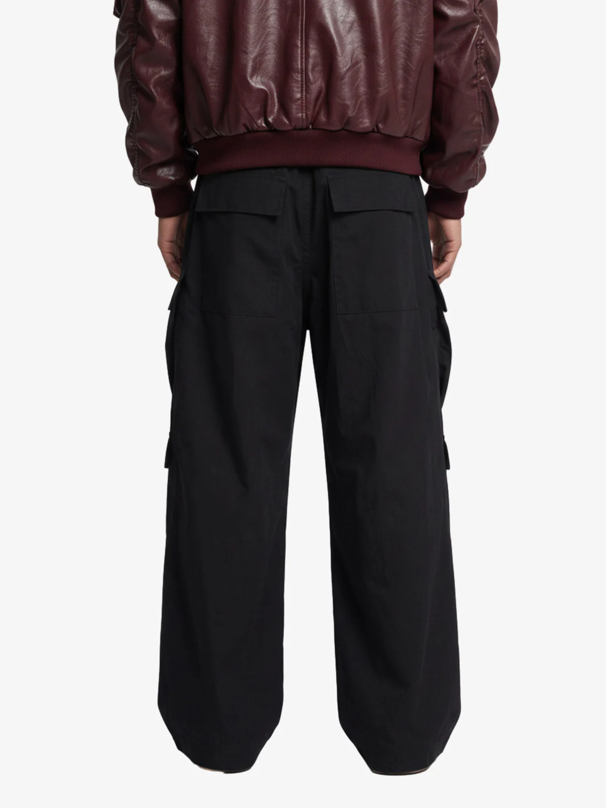 Woven Multi-Pocket Baggy Flared Pants - 2321